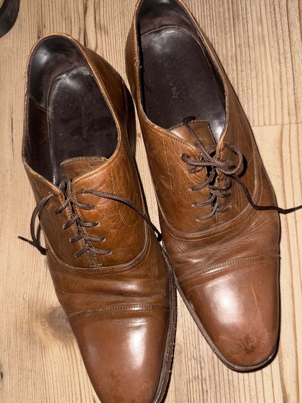Gucci Brown Leather Cap-Toe Lace-Up Oxfords